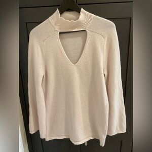 💛 💫 Halston Heritage Wool Cashmere Sweater Cream L Fits M 19” P2P Quiet Luxury